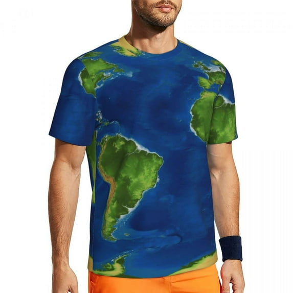 T Shirt For Men Gym For Man Earth Map Fashion Vintage 1652 World Map Summer Tees O Neck Funny Graphi