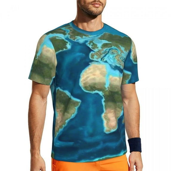 T Shirt For Men Gym For Man Earth Map Fashion Vintage 1652 World Map Summer Tees O Neck Funny Graphi