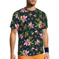 thumbnail image 1 of T Shirt For Men Gym For Mens Tropical Floral Print T-Shirts Fashion Color Hibiscus Beach Tees O Neck, 1 of 7