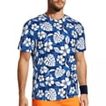 thumbnail image 1 of T Shirt For Men Gym For Mens Tropical Floral Print T-Shirts Fashion Color Hibiscus Beach Tees O Neck, 1 of 7