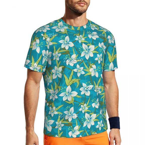 T Shirt For Men Gym For Mens Tropical Floral Print T-Shirts Fashion Color Hibiscus Beach Tees O Neck