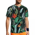 thumbnail image 1 of T Shirt For Men Gym For Mens Tropical Floral Print T-Shirts Fashion Color Hibiscus Beach Tees O Neck, 1 of 7