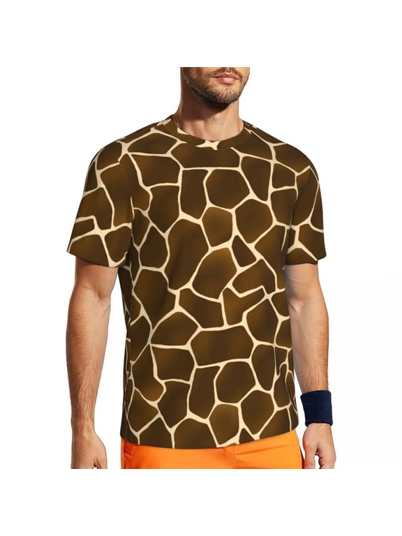T Shirt For Men Gym Giraffe Animal Print T-Shirts Trending Animal Spots Summer Tees O Neck Classic G