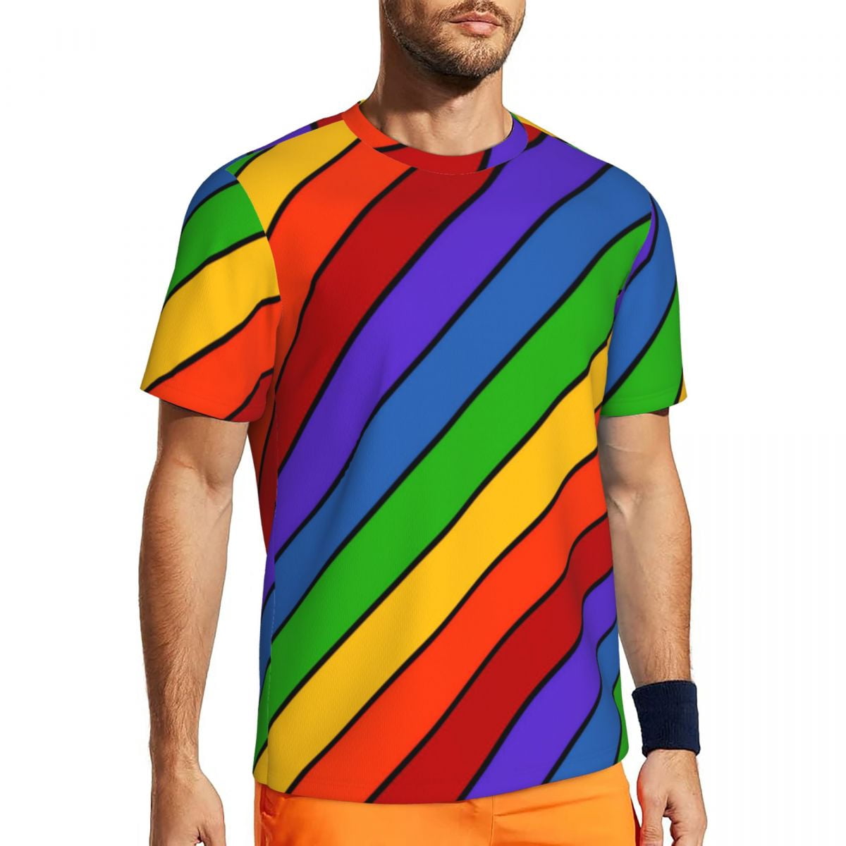 Colorful Tees T Shirt For Men Gym Mondrian Line T-Shirts Trendy Cool Colorful Plaid ...