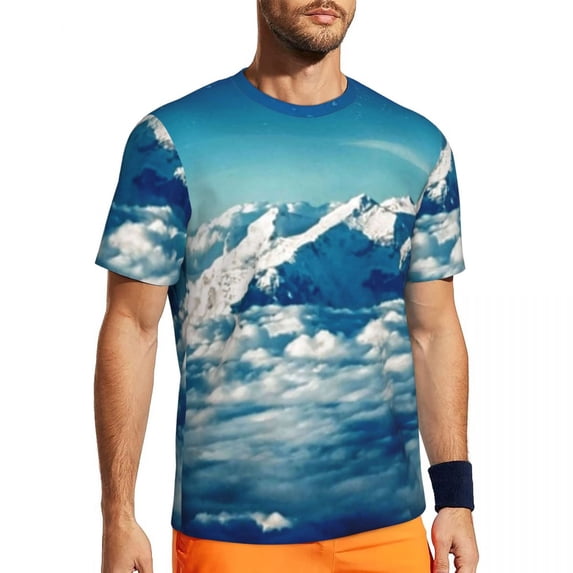 T Shirt For Men Gym Mountain Print T-Shirts Trendy Cool Nicholas Roerich Beach Tee Shirt O Neck Aest