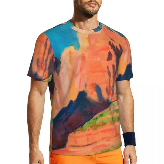 T Shirt For Men Gym Mountain Print T-Shirts Trendy Cool Nicholas Roerich Beach Tee Shirt O Neck Aest