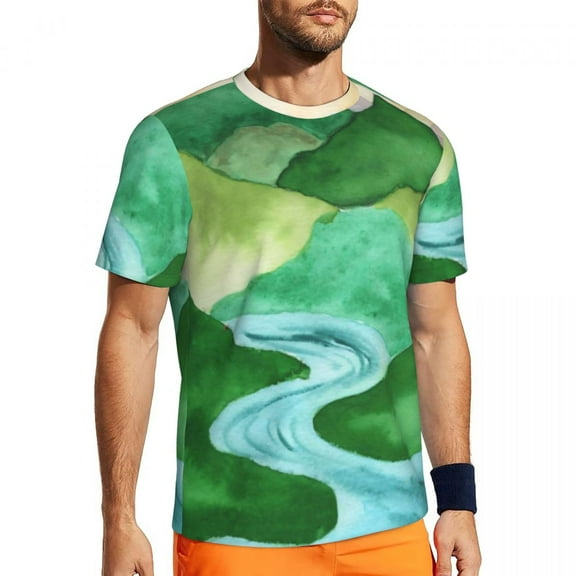T Shirt For Men Gym Mountain Print T-Shirts Trendy Cool Nicholas Roerich Beach Tee Shirt O Neck Aest