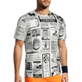 thumbnail image 1 of T Shirt For Men Gym Newspaper Artwork T-Shirts Hippie Vintage Black White Summer Tee Shirt O Neck Aw, 1 of 7