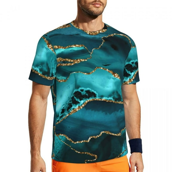 T Shirt For Men Gym T-Shirt For Male Lavender Blue Marble Trendy Cool Fantasy Violet Abstraction Sum