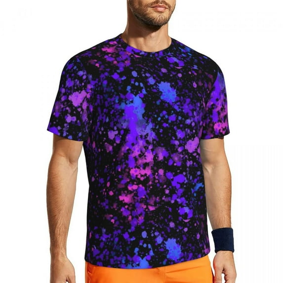 T Shirt For Men Gym T-Shirt For Man Marble Paint Splatter T-Shirts Harajuku Trippy Rainbow Print Sum