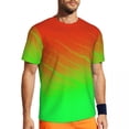 thumbnail image 1 of T Shirt For Men Gym T-Shirt For Men Two Tone Hip Hop Green Orange Striped Beach Tees O Neck Streetwe, 1 of 7