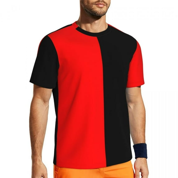 T Shirt For Men Gym T-Shirt For Men Two Tone Hip Hop Green Orange Striped Beach Tees O Neck Streetwe