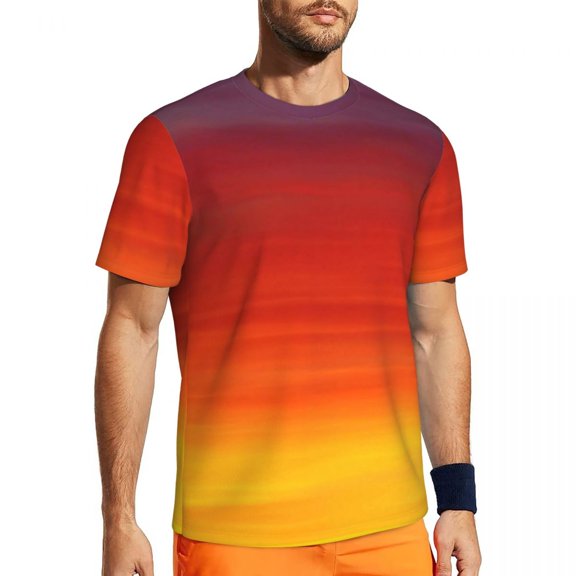 T Shirt For Men Gym T-Shirt For Men Watercolor Sunset T-Shirts Popular Gradient Ombre Summer Tees O