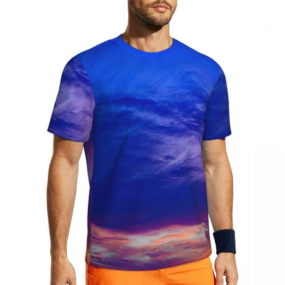T Shirt For Men Gym T-Shirt For Men Watercolor Sunset T-Shirts Popular Gradient Ombre Summer Tees O