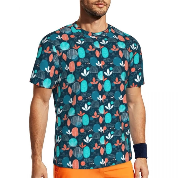 T Shirt For Men Gym Winter Blue Nordic T-Shirts Trendy Cool Retro Print Summer Tee Shirt O Neck Fun