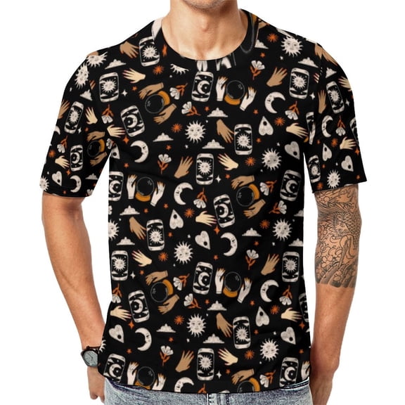 T Shirt For Men Halloween Orange Black Bats Novelty T-Shirts Short Sleeve Graphic Tops Hot Summer Ka