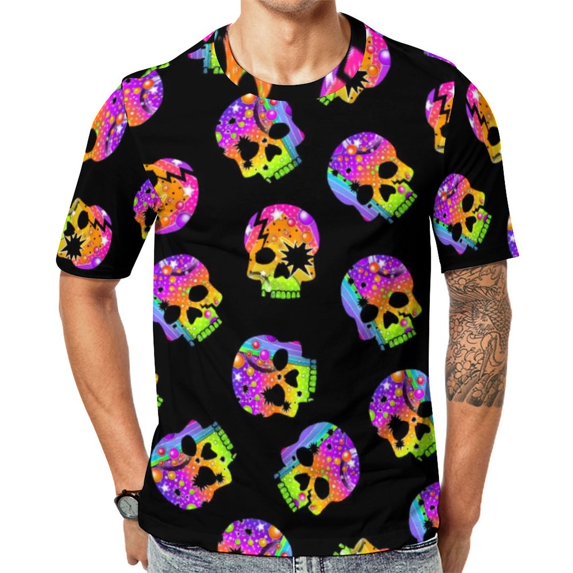 T Shirt For Men Halloween Orange Black Bats Novelty T-Shirts Short Sleeve Graphic Tops Hot Summer Ka