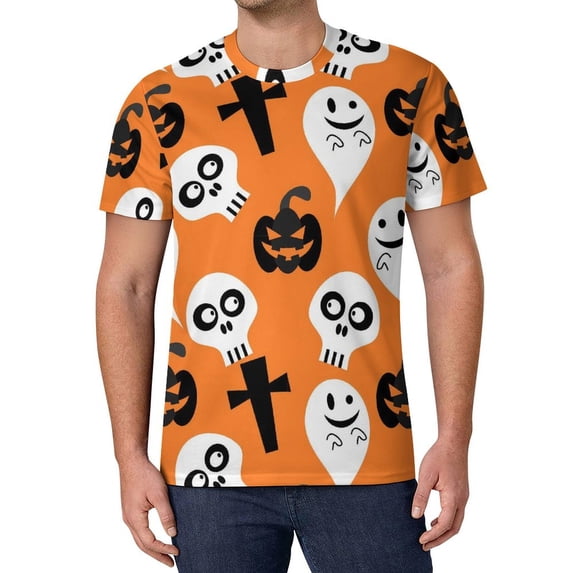 T Shirt For Men Happy Haunts T-Shirt Halloween Pumpkins Men Trending T-Shirts Original Design Tee Sh