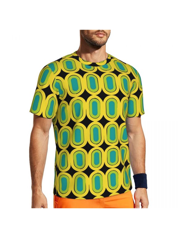 T Shirt For Men Hippie Retro 60s Bohemian Circles Trendy Cool Running Short Sleeves Breathable Tshir
