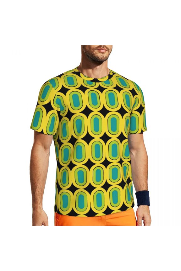 T Shirt For Men Hippie Retro 60s Bohemian Circles Trendy Cool Running Short Sleeves Breathable Tshir