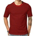 thumbnail image 1 of T Shirt For Men Houndstooth T-Shirt Couple Red And White Classic T-Shirts Summer Fashion Tee Shirt S, 1 of 7