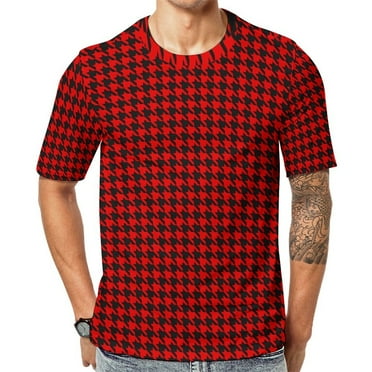 T Shirt For Men Houndstooth T-Shirt Couple Red And White Classic T-Shirts Summer Fashion Tee Shirt S