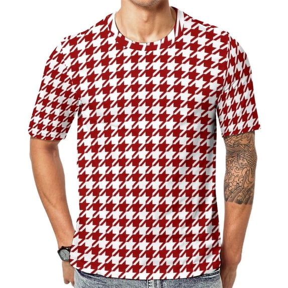 T Shirt For Men Houndstooth T-Shirt Couple Red And White Classic T-Shirts Summer Fashion Tee Shirt S