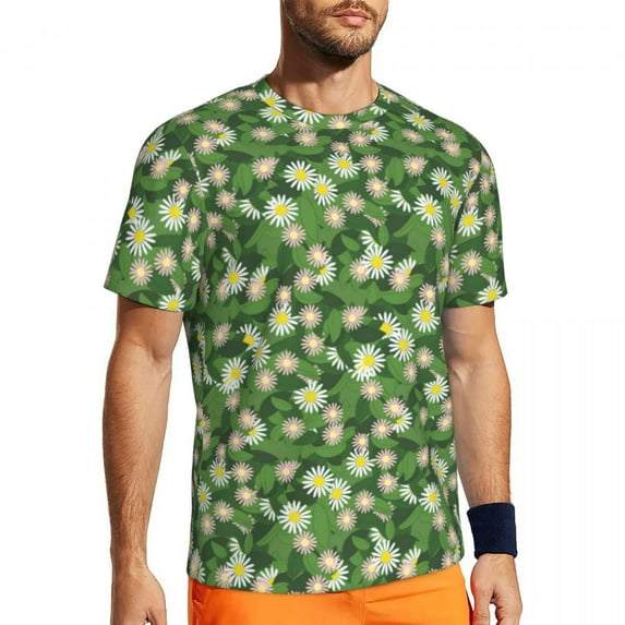 T Shirt For Men Hydrangea Floral Sports T-Shirt Summer Pink Lavender Print Retro Popular Tshirt For
