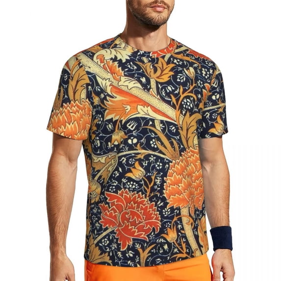 T Shirt For Men Hydrangea Floral Sports T-Shirt Summer Pink Lavender Print Retro Popular Tshirt For