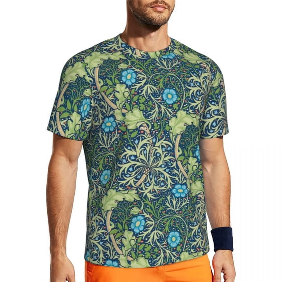 T Shirt For Men Hydrangea Floral Sports T-Shirt Summer Pink Lavender Print Retro Popular Tshirt For