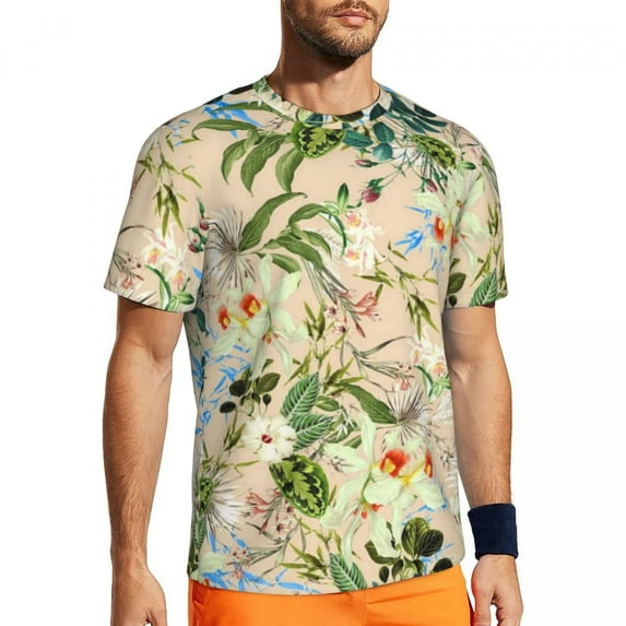T Shirt For Men Hydrangea Floral Sports T-Shirt Summer Pink Lavender Print Retro Popular Tshirt For