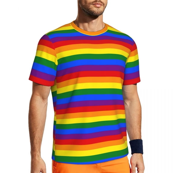 T Shirt For Men Leopard Rainbow Man Funny Aesthetic Print Basic Sports Breathable Summer Tee Shirt C