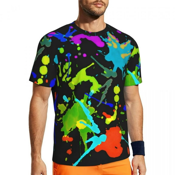 T Shirt For Men Leopard Rainbow Man Funny Aesthetic Print Basic Sports Breathable Summer Tee Shirt C