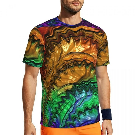 T Shirt For Men Leopard Rainbow Man Funny Aesthetic Print Basic Sports Breathable Summer Tee Shirt C