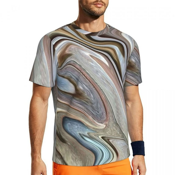T Shirt For Men Liquid Black And White Sports Beach Elegant Marble Funny Harajuku Tshirt For Man Des