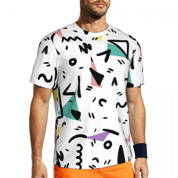 T Shirt For Men Memphis Style T-Shirt Couple Geometric Shape Vintage Gym Quick-drying Summer Fashion
