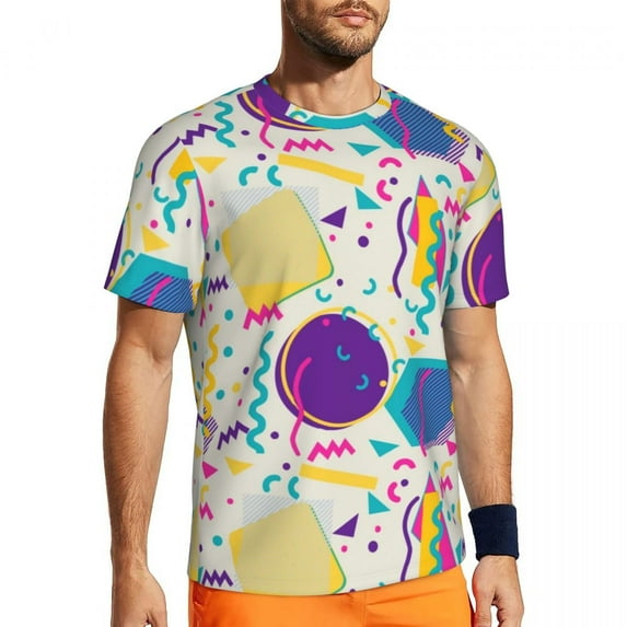 T Shirt For Men Memphis Style T-Shirt Couple Geometric Shape Vintage Gym Quick-drying Summer Fashion