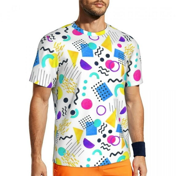 T Shirt For Men Memphis Style T-Shirt Couple Geometric Shape Vintage Gym Quick-drying Summer Fashion