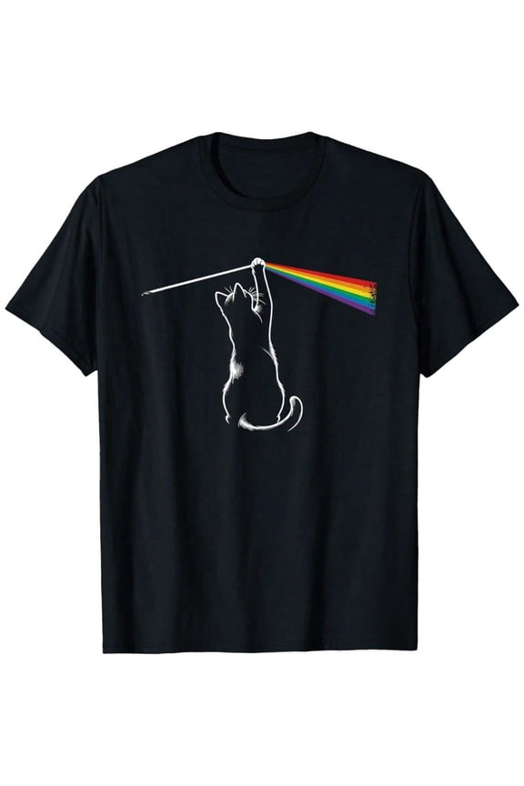 T-Shirt For Men Men's Graphic T-Shirt Funny Cat Rock Music Gift Men Funny Cat T-Shirt