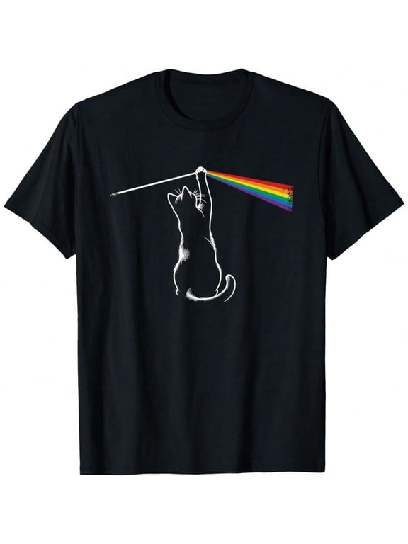 T-Shirt For Men Men's Graphic T-Shirt Funny Cat Rock Music Gift Men Funny Cat T-Shirt