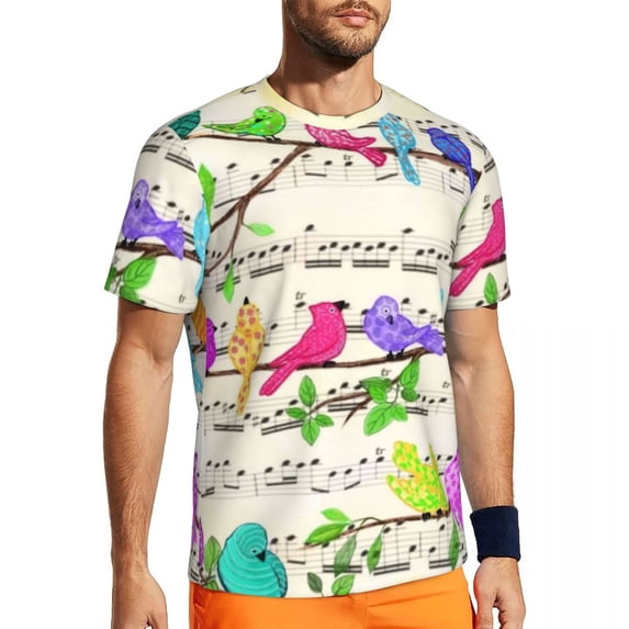 T Shirt For Men Music Notes White Gym Monochrome Hippie T-Shirts Men Retro Tshirt Beach Short Sleeve