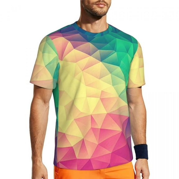 T Shirt For Men Nature Geometric T-Shirt Men Honeycomb Print Basic Gym T-Shirts Quick Dry Summer Har