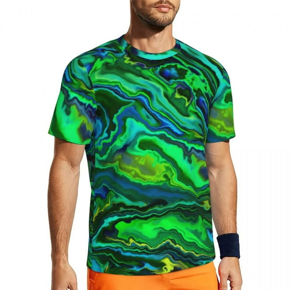 T Shirt For Men Neon Violet Liquid Gym T-Shirt Abstract Print Harajuku Male Vintage Tee Shirt Beach