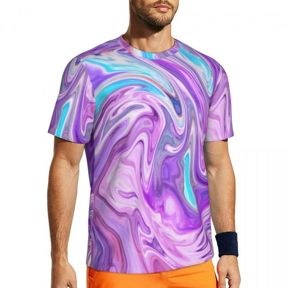 T Shirt For Men Neon Violet Liquid Gym T-Shirt Abstract Print Harajuku Male Vintage Tee Shirt Beach