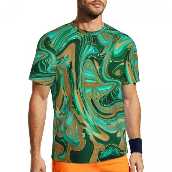 T Shirt For Men Neon Violet Liquid Gym T-Shirt Abstract Print Harajuku Male Vintage Tee Shirt Beach