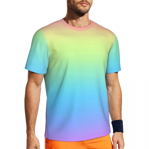 T Shirt For Men Ombre Print Gym T-Shirt Purple And Yellow Fashion Men Funny Tee Shirt Summer Short S