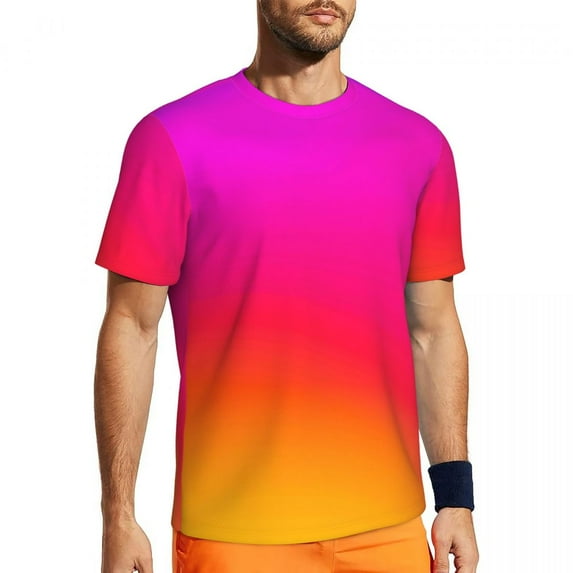 T Shirt For Men Ombre Print Gym T-Shirt Purple And Yellow Fashion Men Funny Tee Shirt Summer Short S