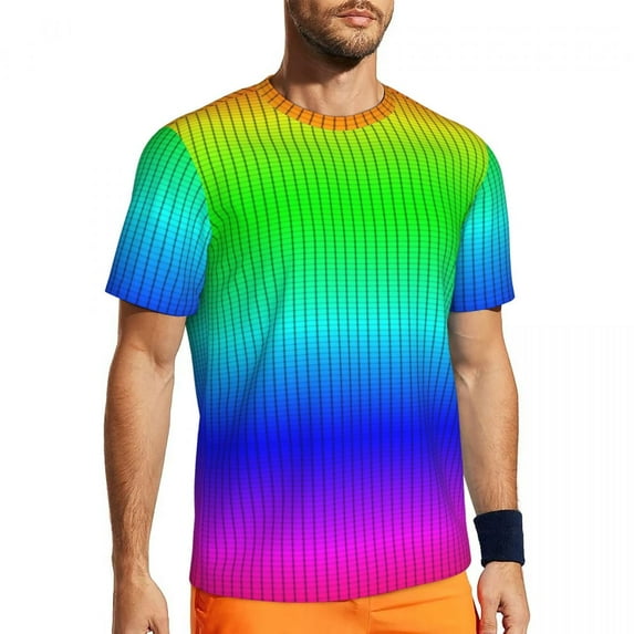 T Shirt For Men Ombre Print Running Rainbow Gradient Fashion T-Shirts Men Aesthetic Tee Shirt Summer