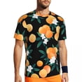 thumbnail image 1 of T Shirt For Men Oranges Pattern Gym Beach Green Leaf Fruit Print Retro T-Shirts Novelty Tshirt For M, 1 of 7