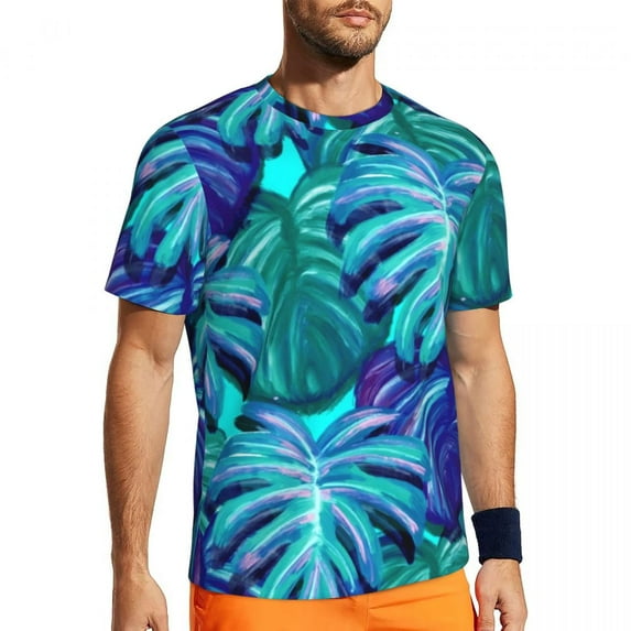 T Shirt For Men Palm Leaves Print T-Shirt Men Tropical Botanical Flowers Sportswear T-Shirts Summer